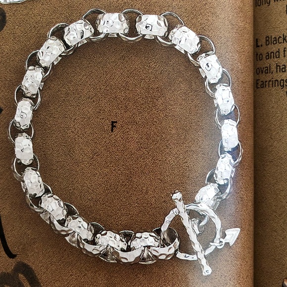 Silpada Hammered Link Sterling Silver Bracelet B1610 - Picture 5 of 15